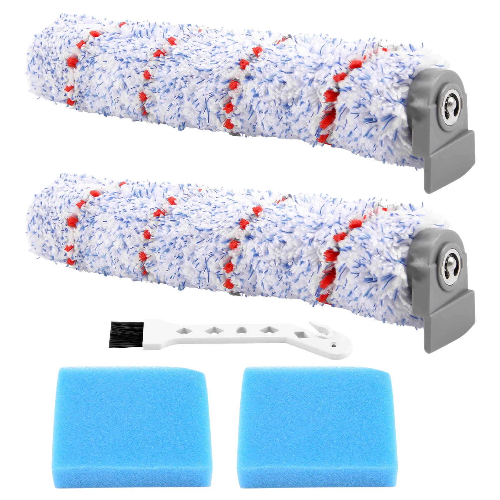 Replacement Brush Roller for IFloor Wet Dry Cordless Vacuum Cleaner, 2 Pack Roller Brush +2 Pre-Filter Foam