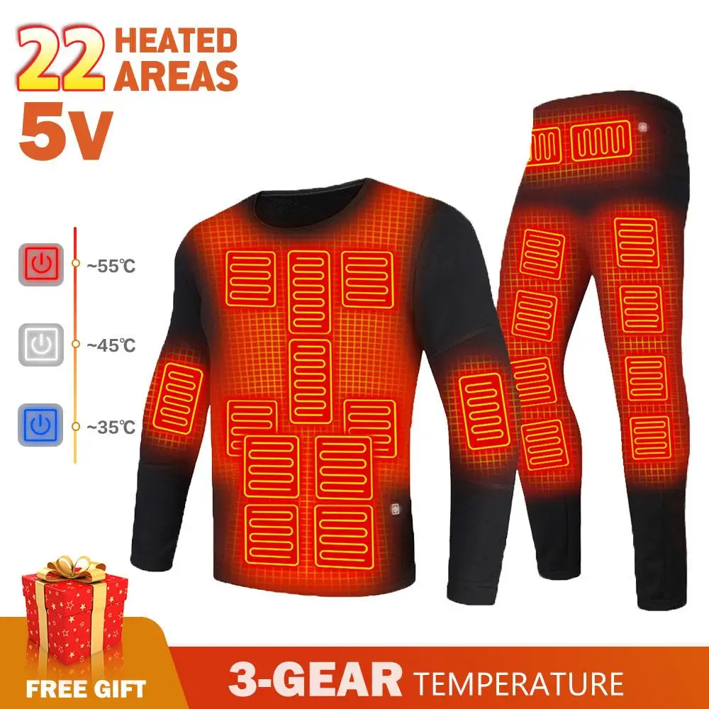 

Heated Thermal Underwear Men Heating Jacket Motorcycle Jacket Winter Ski USB Electric Thermal Suit Long Johns Heating Clothes