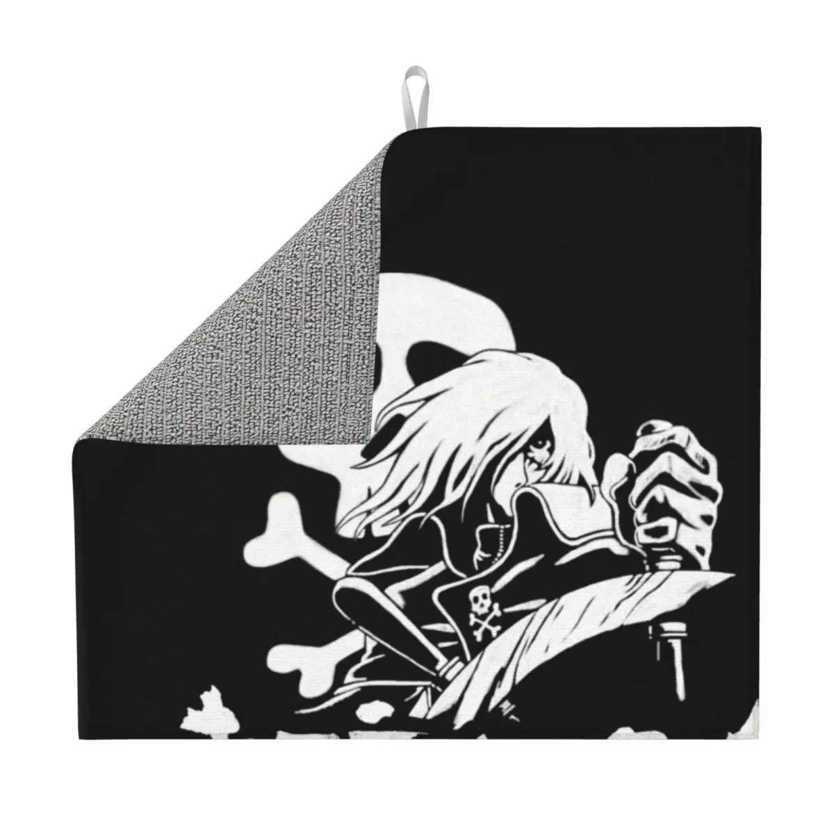 Quick Dry Space Pirate Captain Harlock Dish Pads Absorbent Microfiber Japan Anime Manga Drainer Mats for Kitchen Countertop