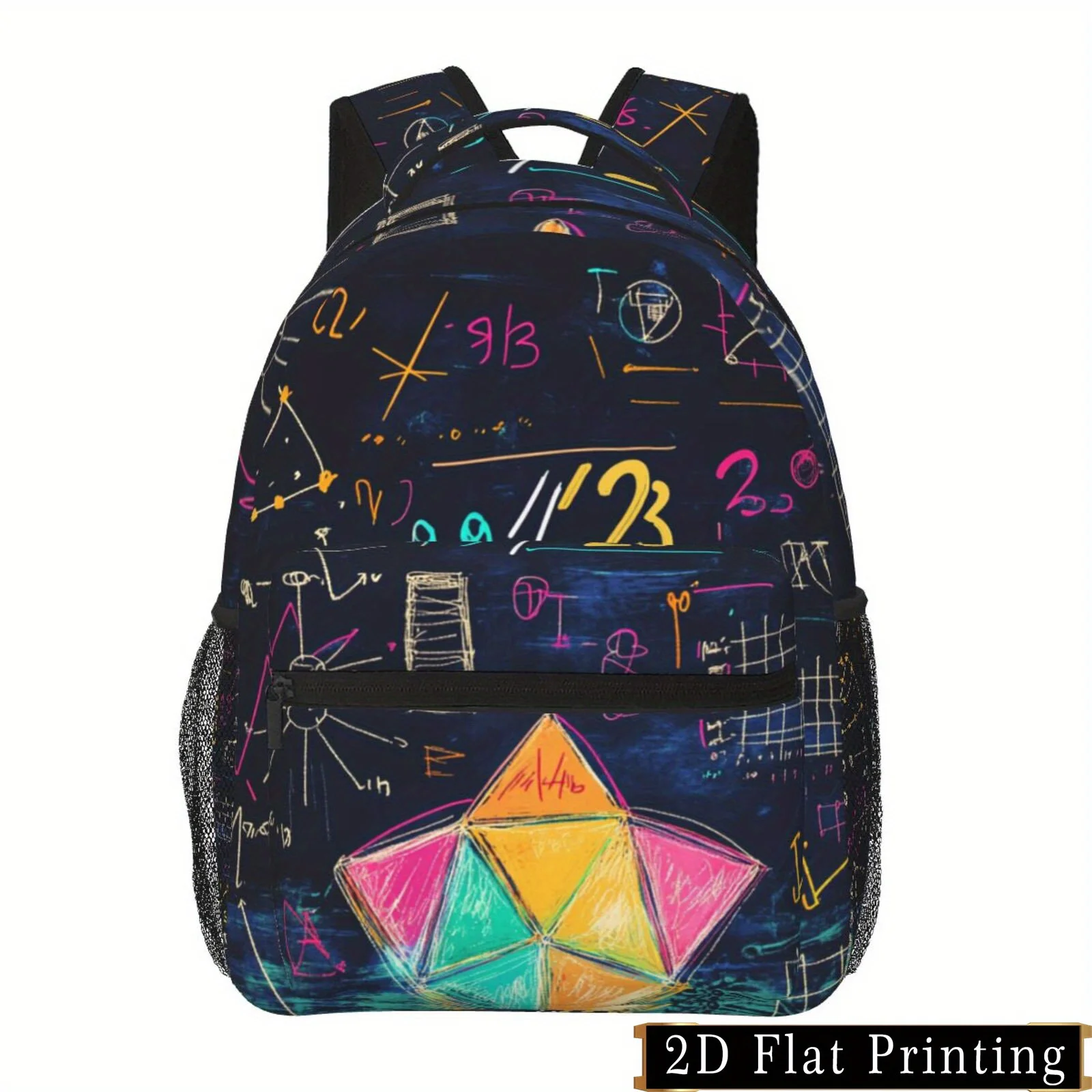 Math Formula Print Pattern Shoulder Strap and Waist Protection Design Backpack Fashionable iPad Laptop Bag with Large Capacity