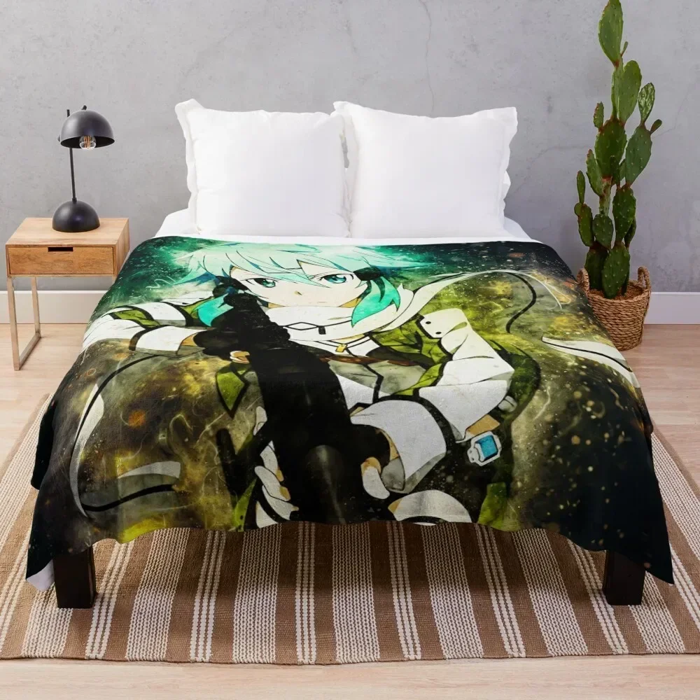 Sinon Sword Art Online Throw Blanket Long Lasting Soft Plush Blanket for Daily Use