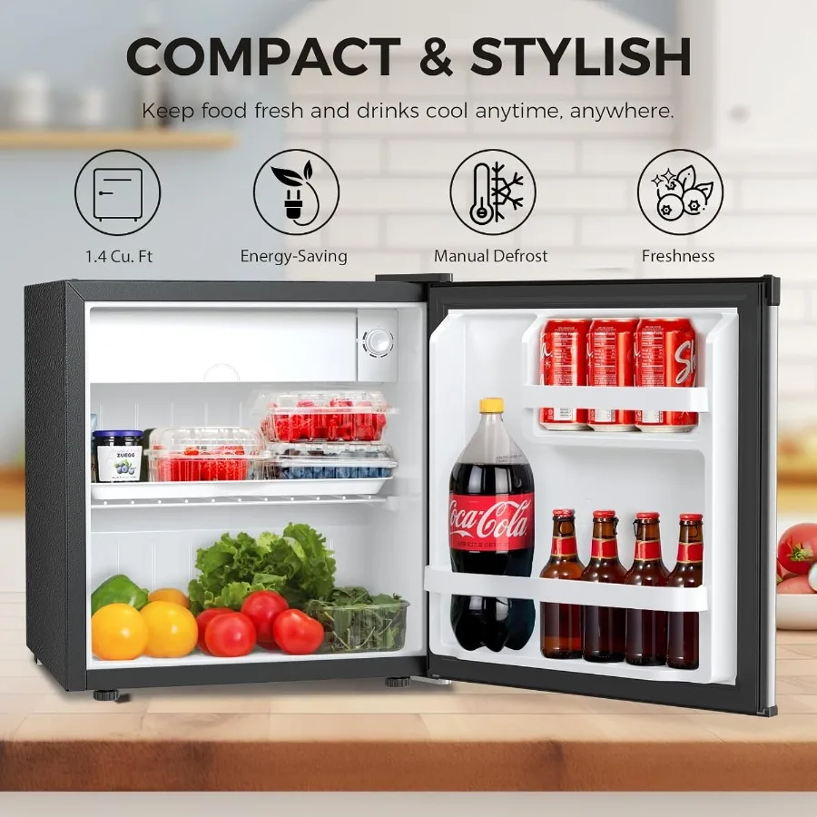 Compact Refrigerator Mini Fridge with Freezer Single Reversible Door Ideal for Bedroom Office and Kitchen Use Features Wire She