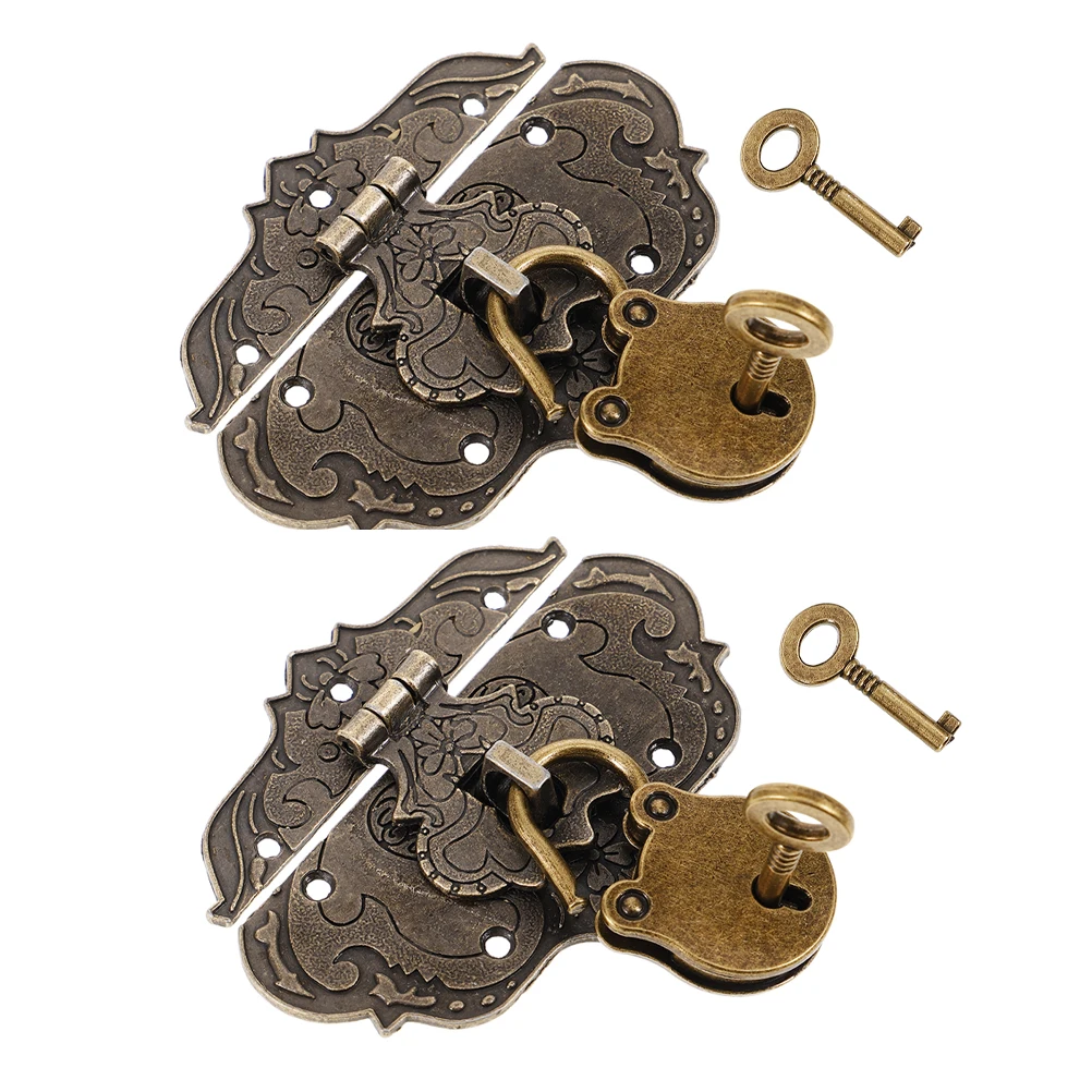 2 Sets dekorative Retro-Schlösser, Vintage-Legierungsriegel, bärenförmige Schrank-Haspe-Schnallen, Mini-Metallschlösser für Holzkisten, Zinklegierung