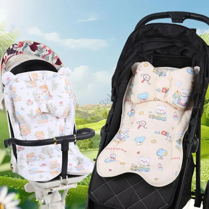 New Universal Thick Baby Stroller Seat Cushion Liner Mat Accessories Cute Washable Pram Buggy Seat Insert Cushion with Pillow