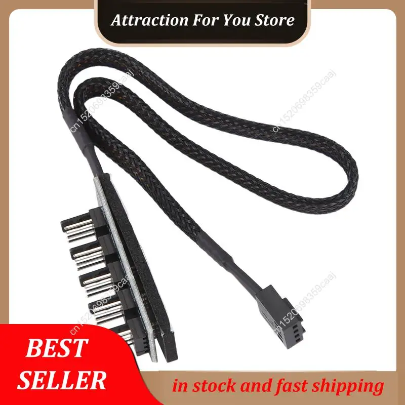Hot Selling Host Case PC Cooler Fan Power Cable 1 Female To 5 Male 4Pin Socket Fan Hub Splitter Cable For 4Pin PWM Cooling Fan
