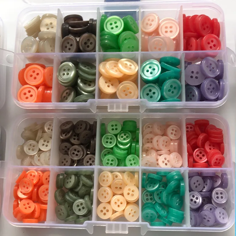 Mixed color boxed resin buttons diy decorative four-hole buttons sewing kit children's handmade materials