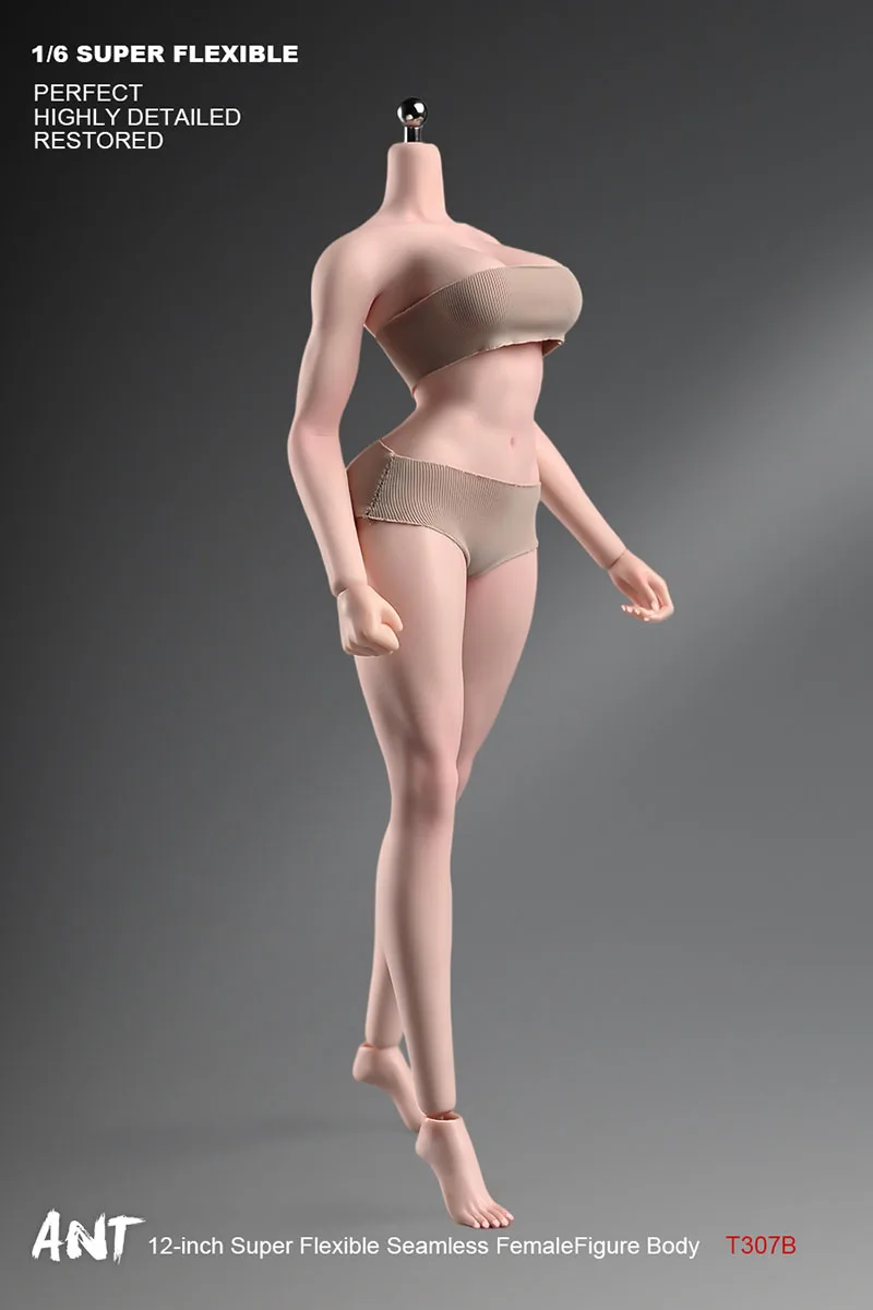 ANT T307 1/6 Scale Female Athletic Seamless Body 12'' Soldier Makeup Big Breast Action Figure  Pale Suntan Normal Flexible Doll