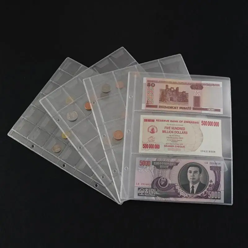 1 Sheet Coins Banknote Holders Folder Pages Mini Penny Coin Storage Albums Organizer 2-42pockets Durable Transparent Bags 2023