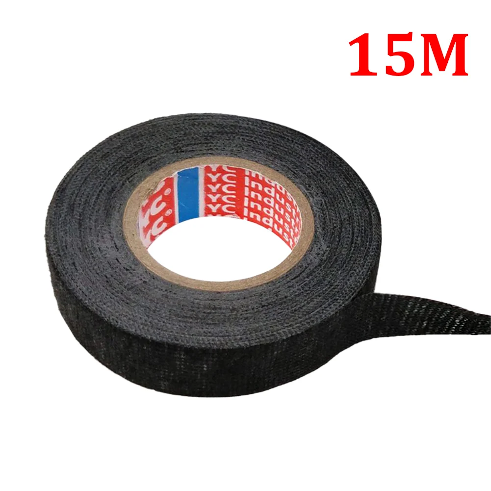 New 15M Electrical Tape Heat-resistant Adhesive Cloth Tape For Cable Car Harness Wiring Loom Width 9/15/19/25/32MM Hand Tools