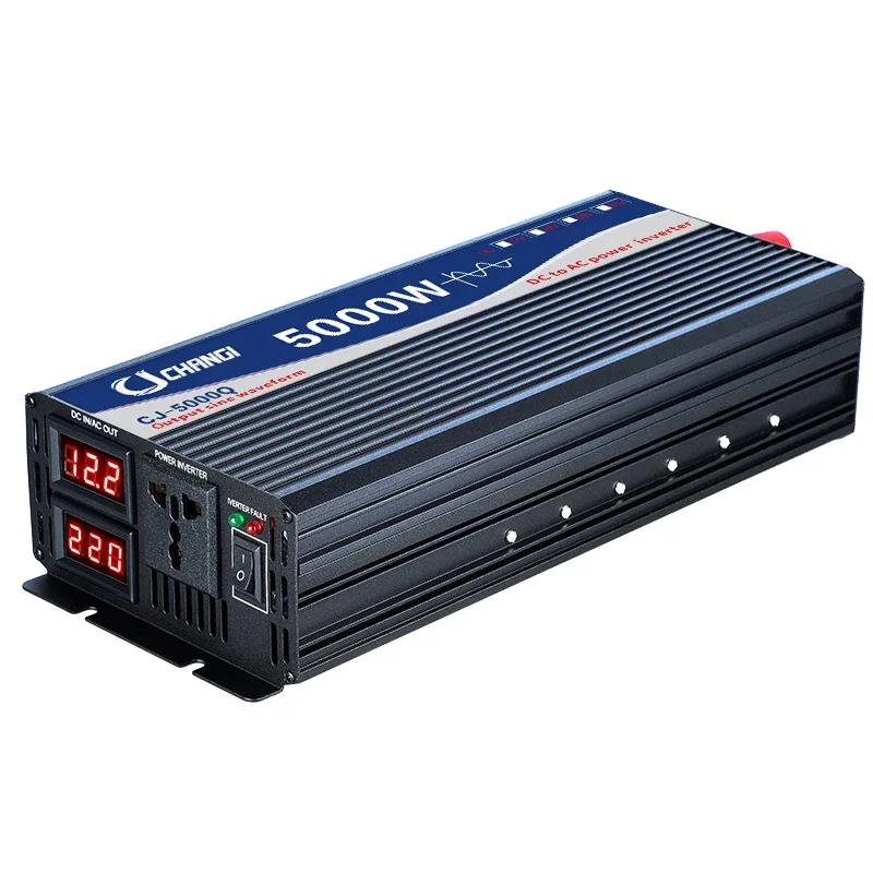 3000W 4000W 5000W Pure Sine Wave Car Inverter with Double Display DC 12V/24V/48V to AC 220V Voltage Converter 1 Year Warranty