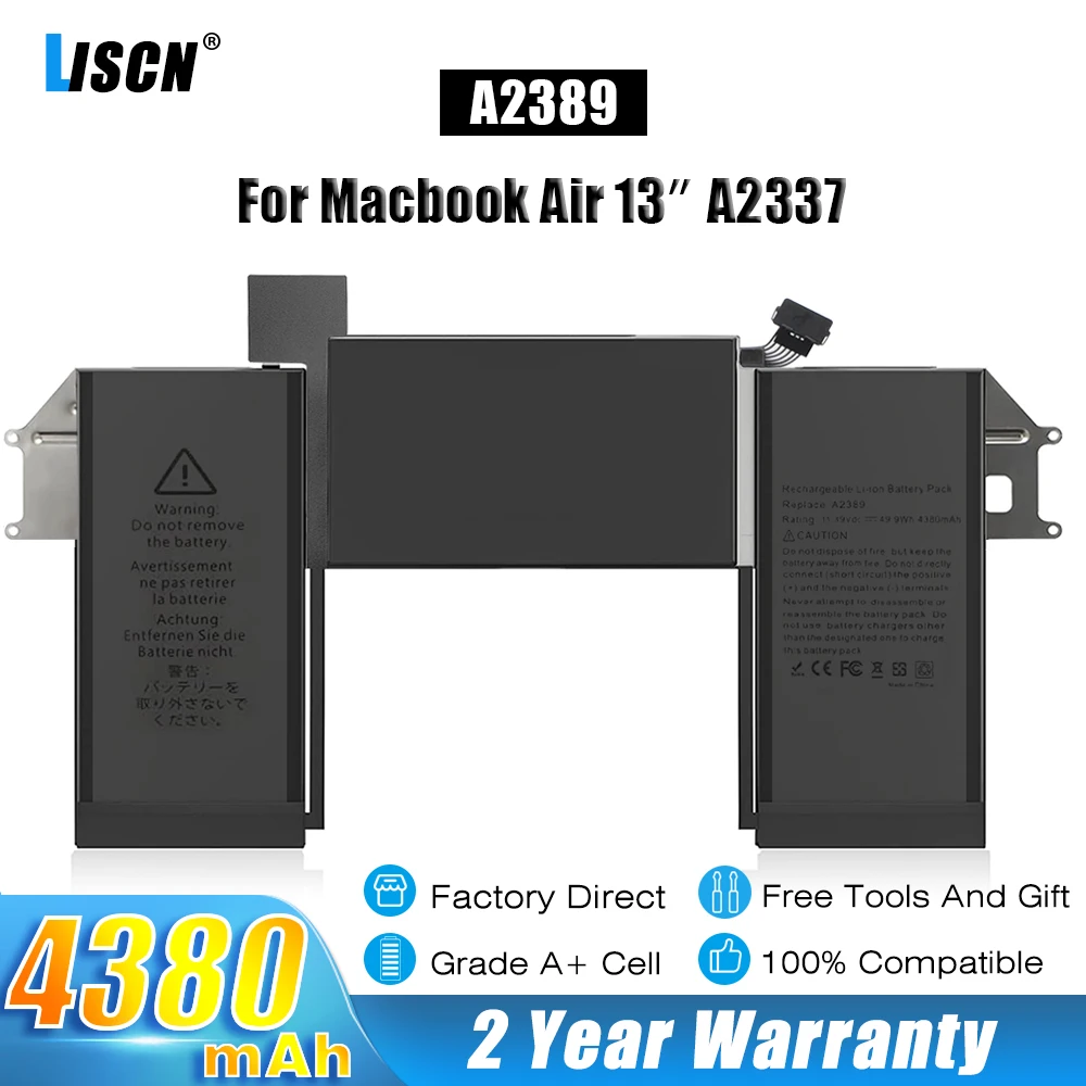 

LISCN 49.9Wh A2389 Laptop Battery For Apple MacBook Air 13" A2337 M1 2020 Year EMC3598 MGN53LL/A MGN63LL/A MGN93LL/A MGND3LL/A