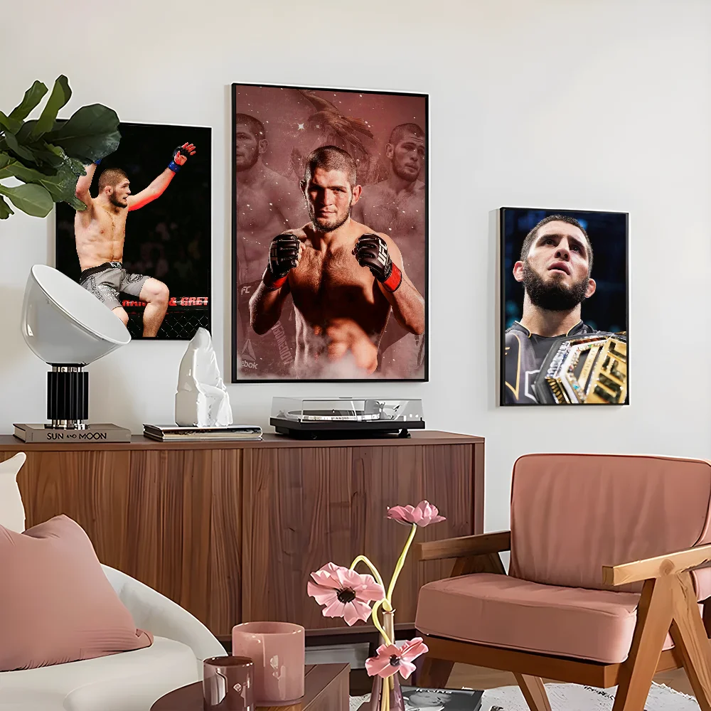 1PC UFC Islam Makhachev Poster Self-adhesive Art Waterproof Paper Sticker Coffee House Bar Room Wall Decor