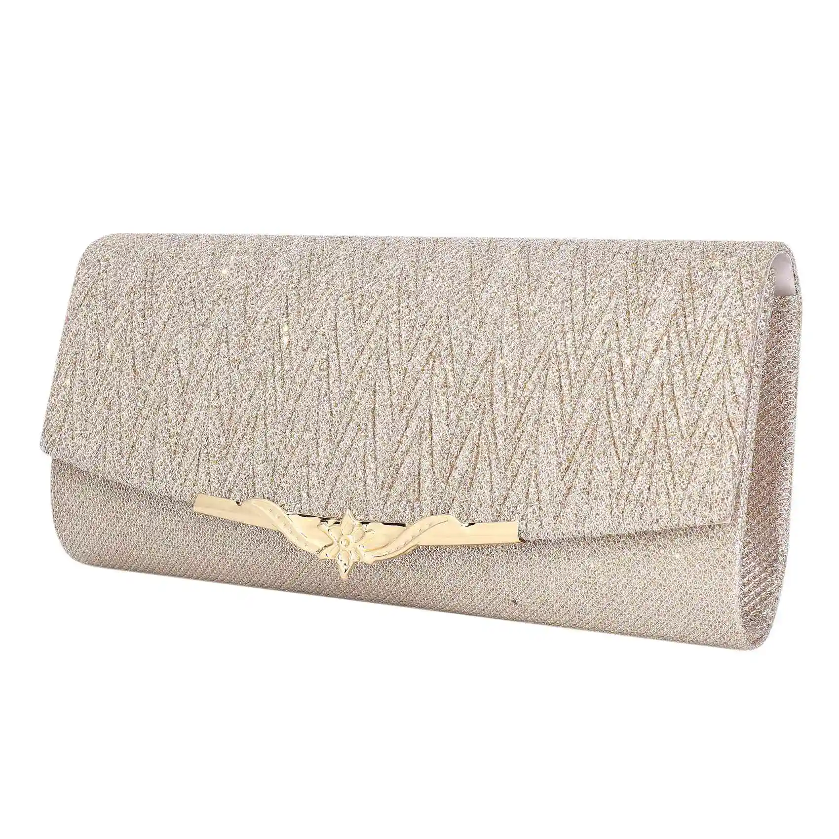 FZFZ 여성 이브닝 백 파티 연회 반짝이 가방 여성용 웨딩 클러치 핸드백 체인 숄더 백(샴페인)