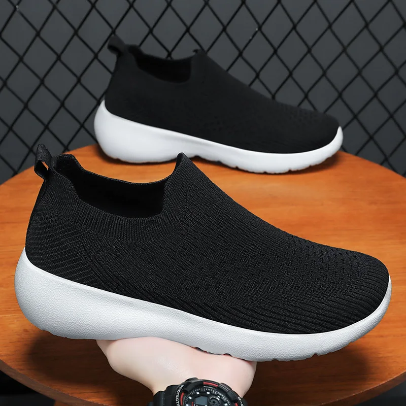 Men's spring and autumn new wear-resistant breathable soft-soled running shoes casual lazy one-pedal sports tennis shoes