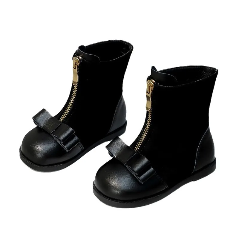 Children's short boots 2024 autumn and winter new style children's fashionable princess versatile single boot trend