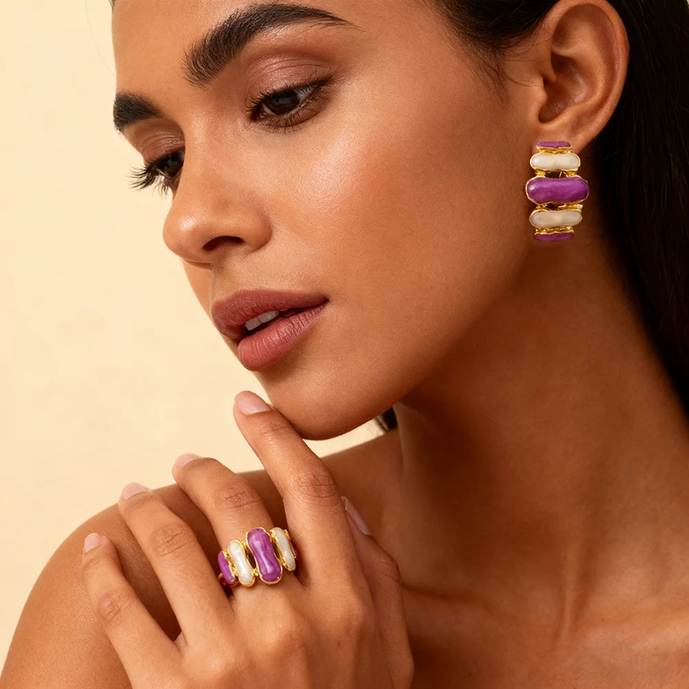 

dubai gold plated jewelry set Irregular Geometry earring Ring for Exaggerated Simple Jewelry Hot Sale Party Gift Wholesale