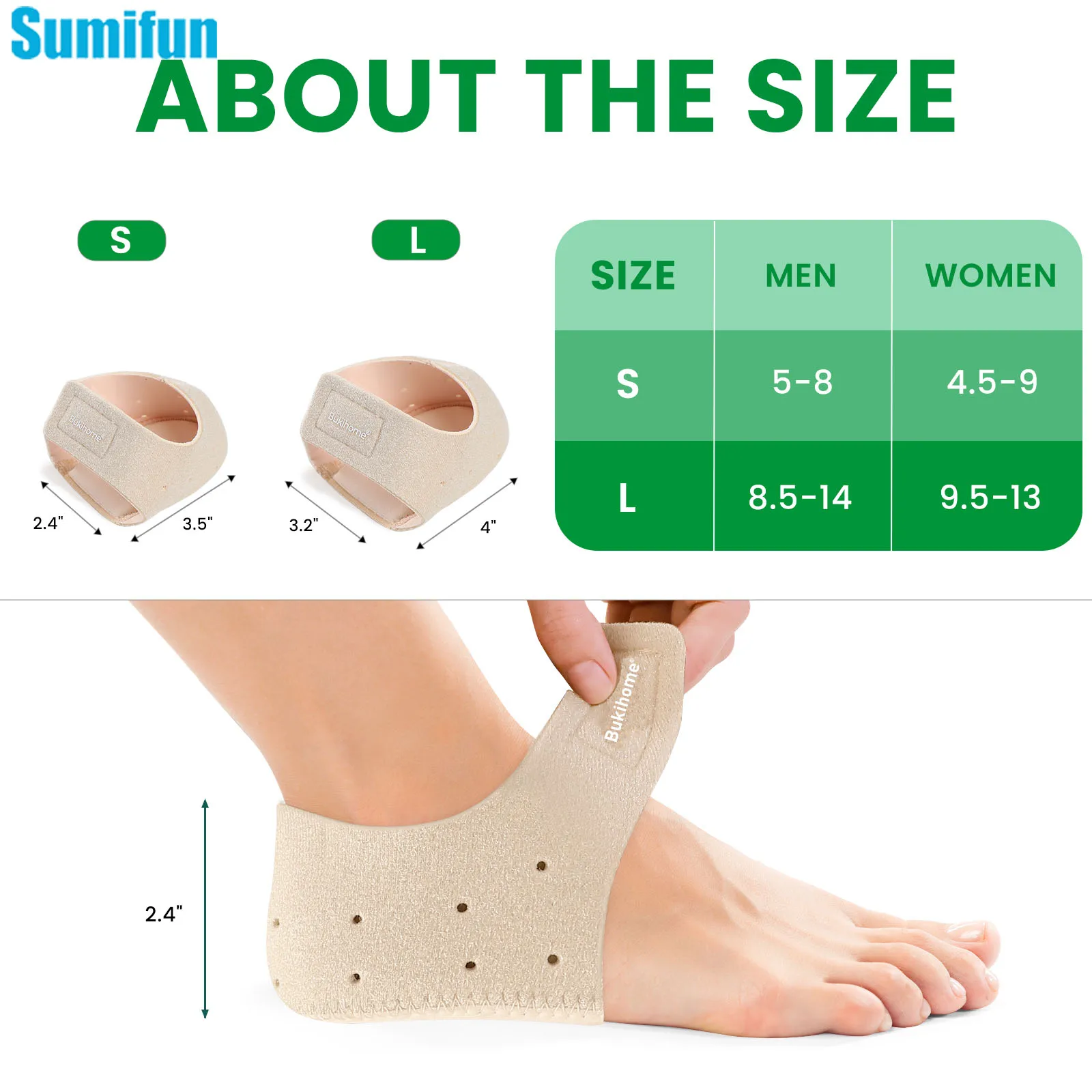 

2Pcs Plantar Fasciitis Silicone Heel Protector for Spurs Shock Absorption Shoes Pads Half-Yard Socks Sleeve Pain Relief Insoles