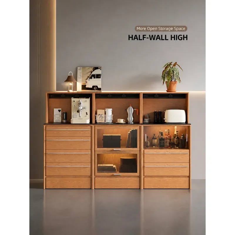 Ikuno Anfu Modern Simple Wooden Side Cabinet Multifunctional Storage Locker Combination Unit for Living Room Dining Area