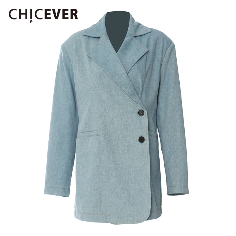 

CHICEVER Casual Patchwork Pockets Blazer Notched Long Sleeve Spliced Single Breasted Solid Minimalist Blazers Female Spring New