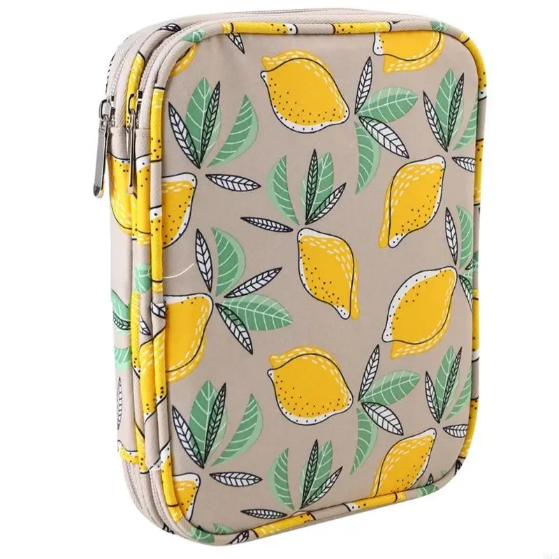 16FC Yellow Lemon Crochet Hook Case Organiser Knitting Needle Storage Bag for Women