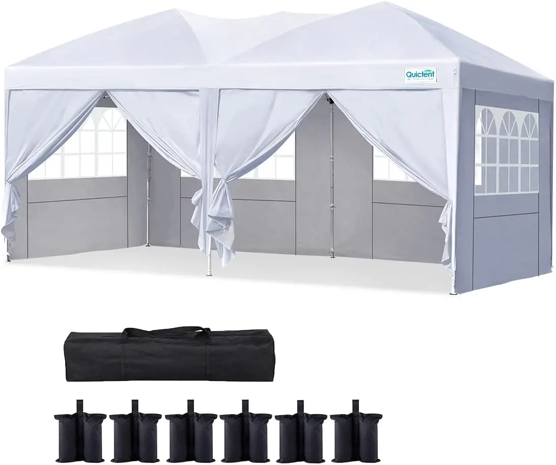 

10x20 ft Ez Pop up Canopy Tent Instant Shelter Party Tent Outdoor Event Gazebo Waterproof with 6 Sand Bags