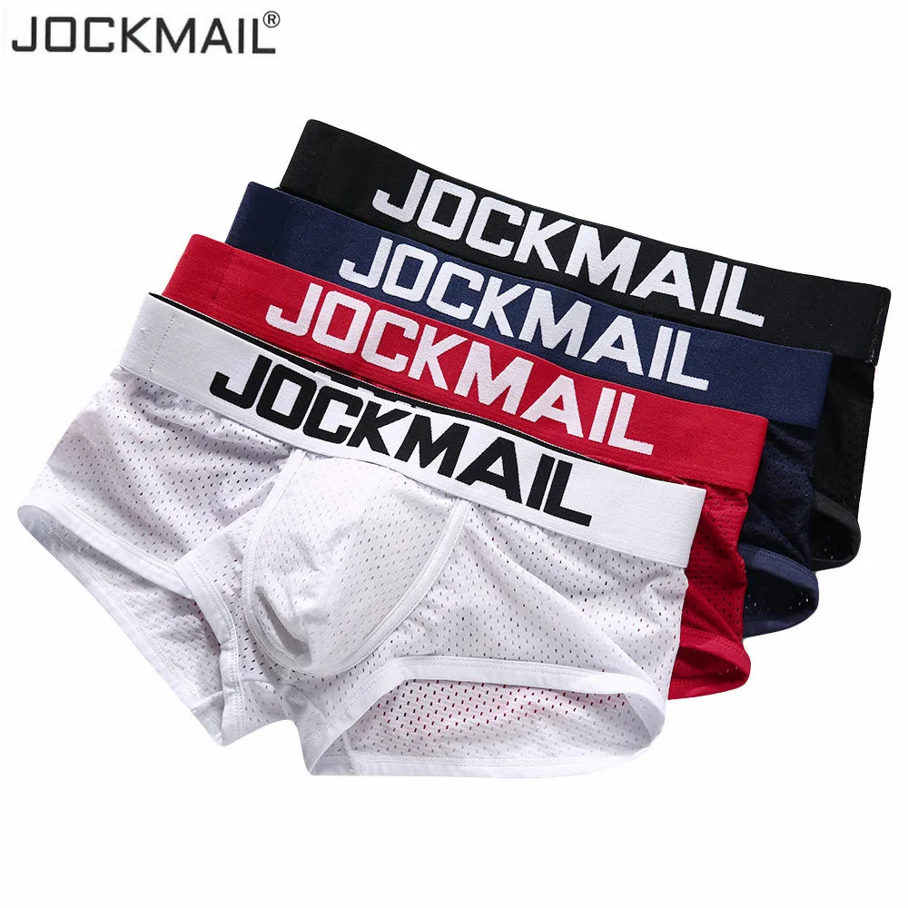 JOCKMAIL-bóxer de malla transpirable para hombre, ropa interior Sexy, convexo en U, bañadores de verano, novedad