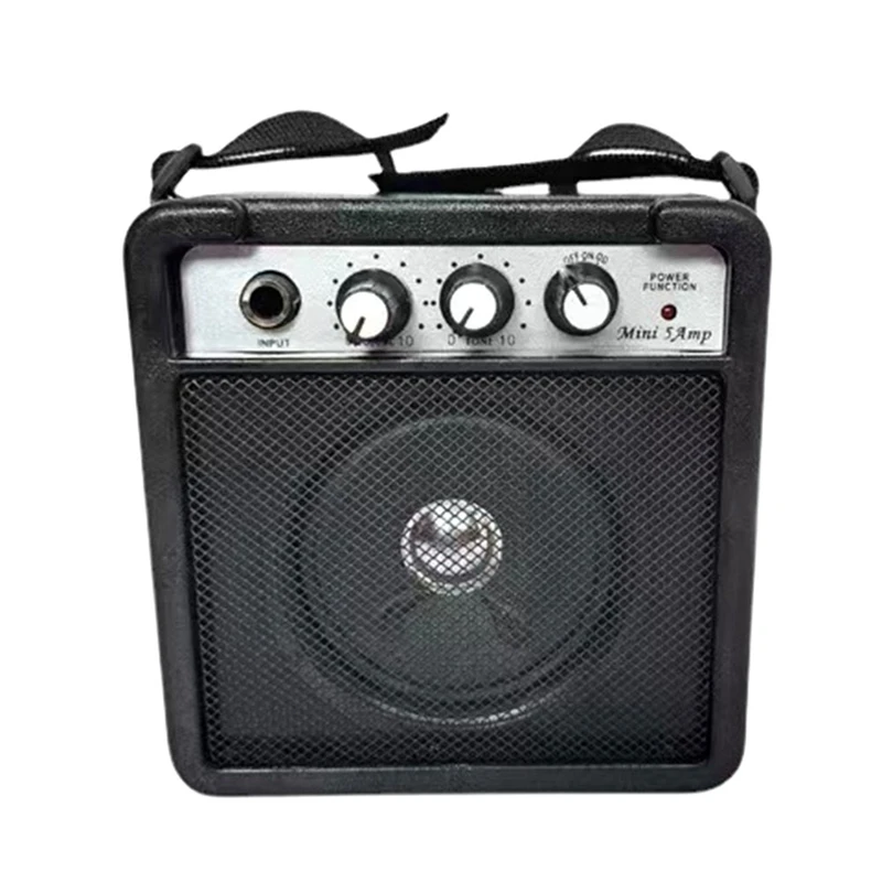 ●5W Mini Guitar Amplifier Amp Speaker with 3.5mm & 6.35mm Inputs 1/4 Inch Output with Volume Tone Adjustment Overdrive