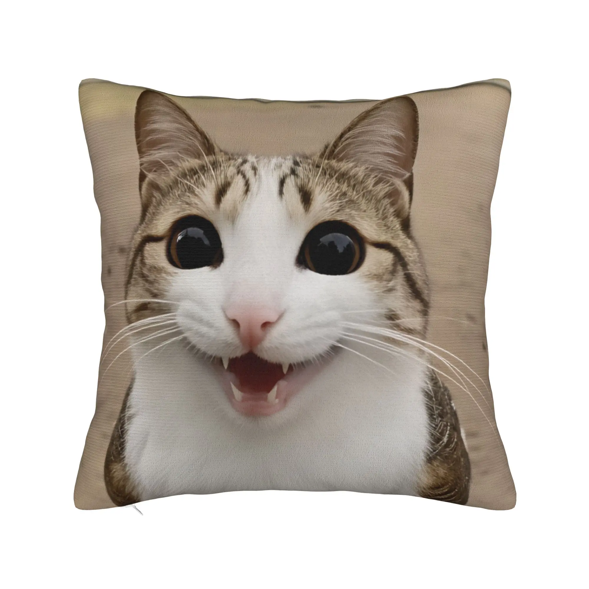Funny Smiling Meowl Cat Pillowcases  Funny Pillow Case For Sofa Car Home Decor Design Pillow Cover