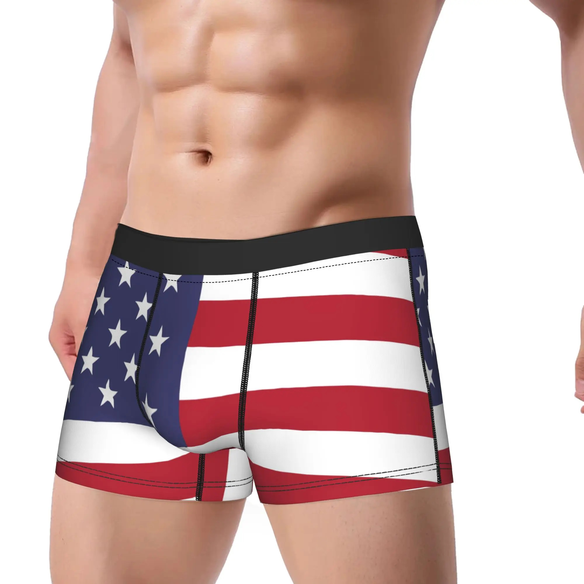 Man United States Flag Long Underwear  Novelty Boxer Briefs Shorts Panties Male Breathable Underpants M-XXL
