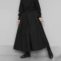 Dark Gothic Style Loose 7-point Hakama Pants 2024 New Trendy Wide Leg Pants Genderless Large Size Design Samurai Pants Unisex