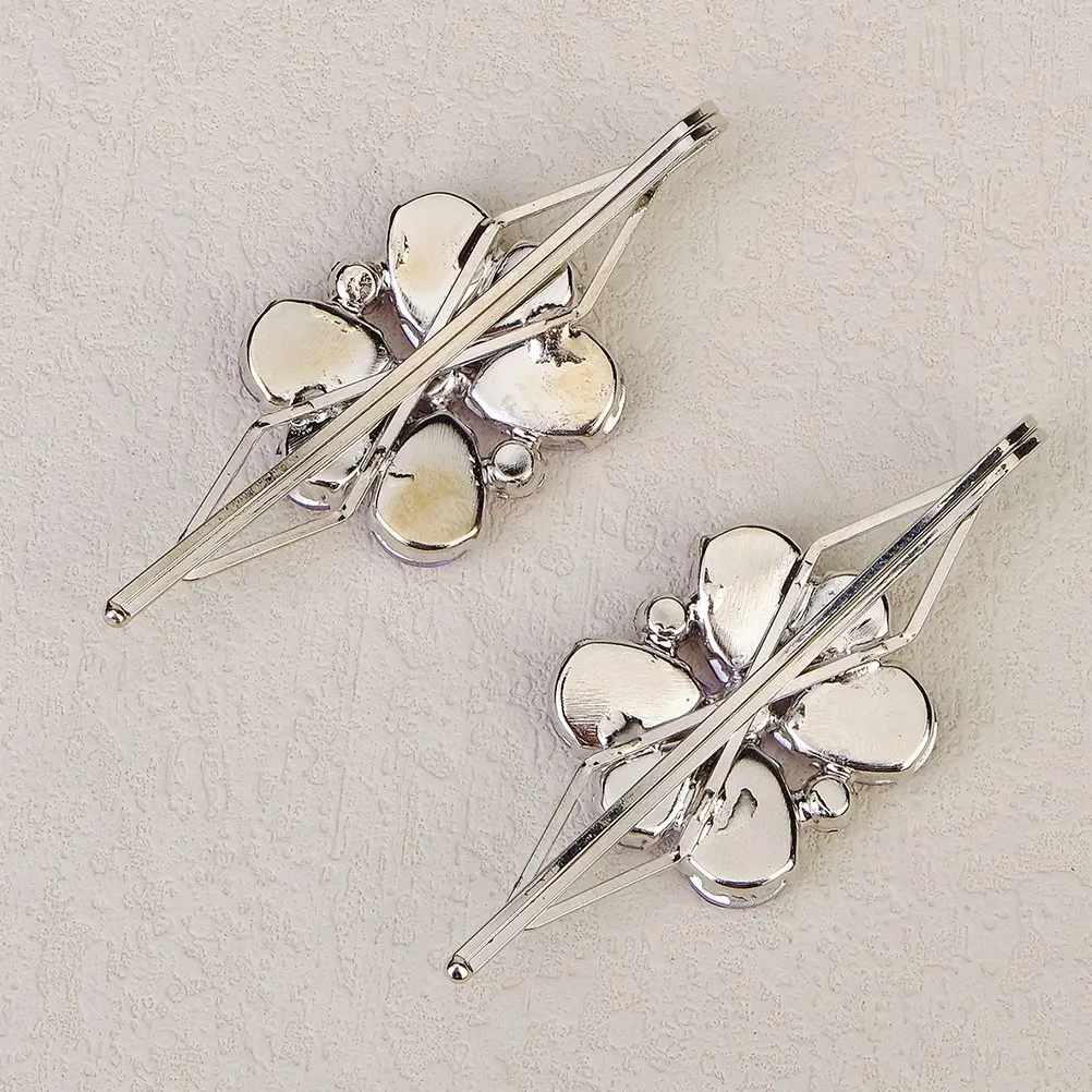 

2Pcs Shiny Rhinestone Hair Clips Metal Glass Hairpins for Women Bridal Wedding Hair Styling Accessories Bride Hairpin