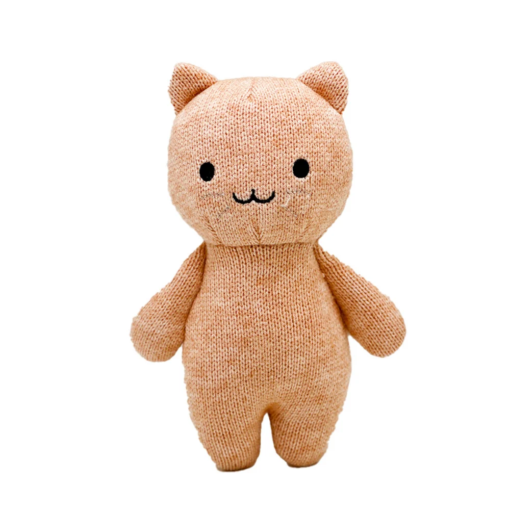 

18cm Knitted Cartoon Animal Plush Toy Soft PP Cotton Stuffed Dog Cat Panda Bear Standing Plushie Birthday Gift
