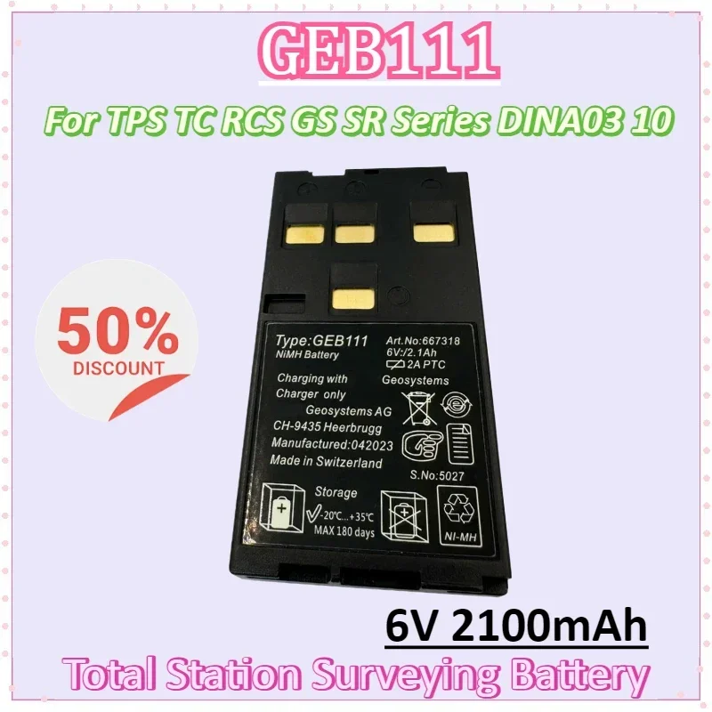 

GEB111 6V 2100mAh Battery for TPS TC RCS GS SR Series DINA03 10 Electronic Level Surveying NI-MH Rechargeable Batteries