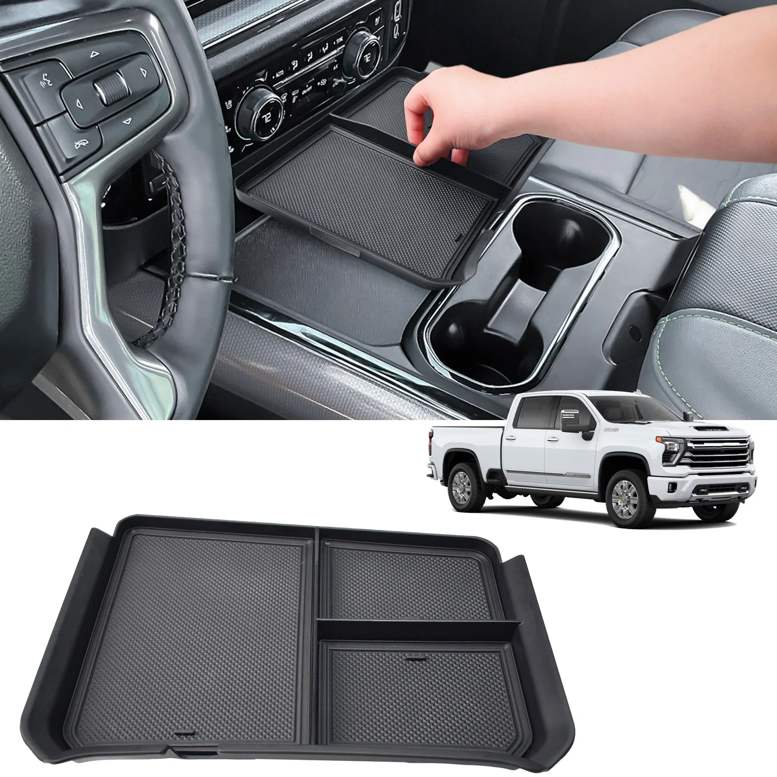 

Для 2024 2025 Chevy Chevrolet Silverado 2500HD 3500HD средняя центральная консоль органайзер лоток подлокотник ящик для хранения автомобильных аксессуаров