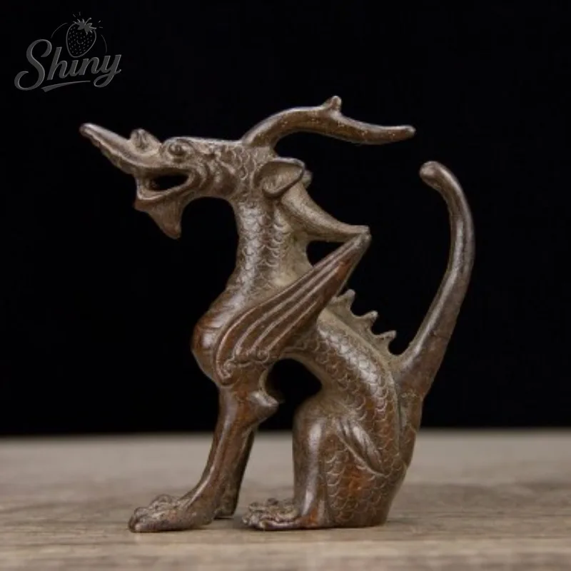 

Vintage Antique Copper Qilin Ornament Antique Copperware Antique Collection