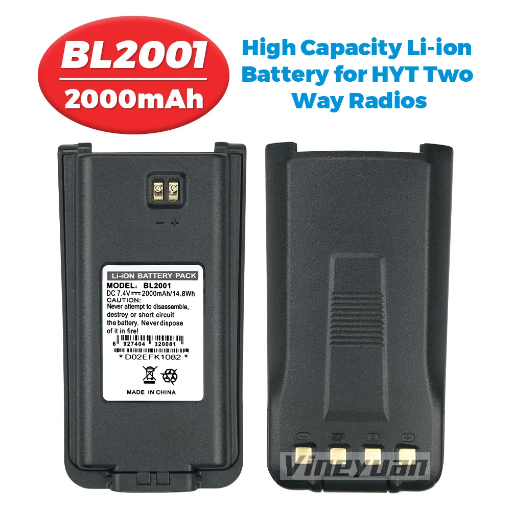 BL2001 7.4V 2000mAh Hytera Replacement Li-ion Battery for HYT TC-610 TC-610S TC-610P TC-618 TC-620 TC-626 Two Way Radios Battery