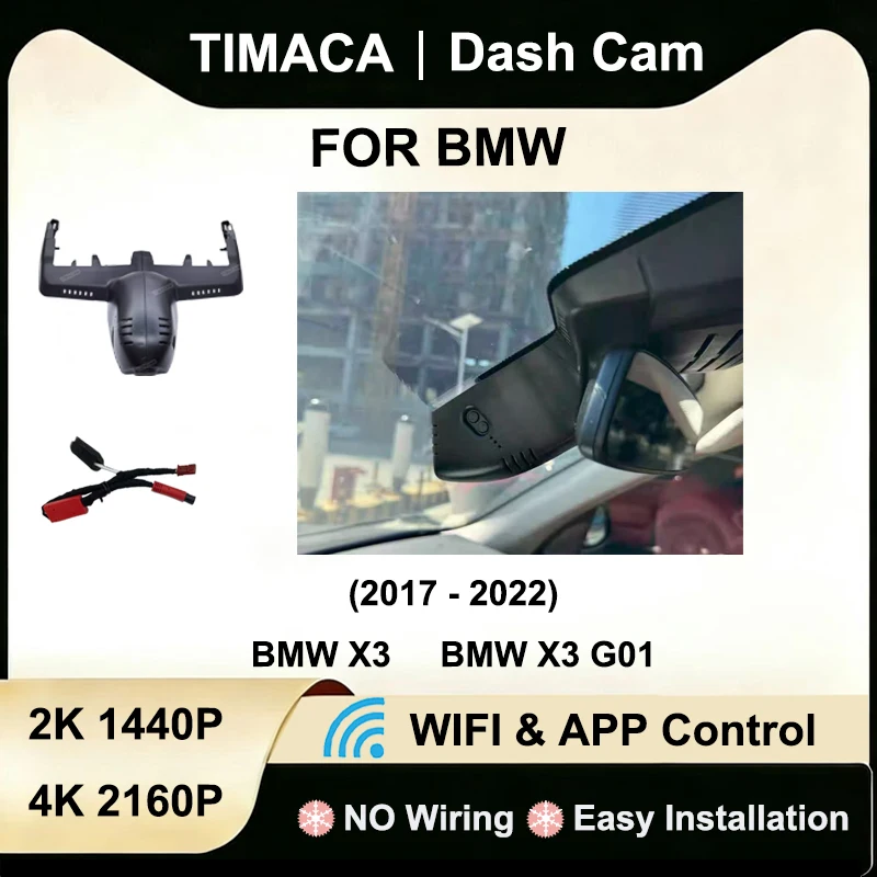 for BMW X3 G01 2017 2018 2019 2020 2021 2022 Dash Cam Front Rear Camera DVR 2K 4K 2160P Wifi Plug and Play Video Recorder