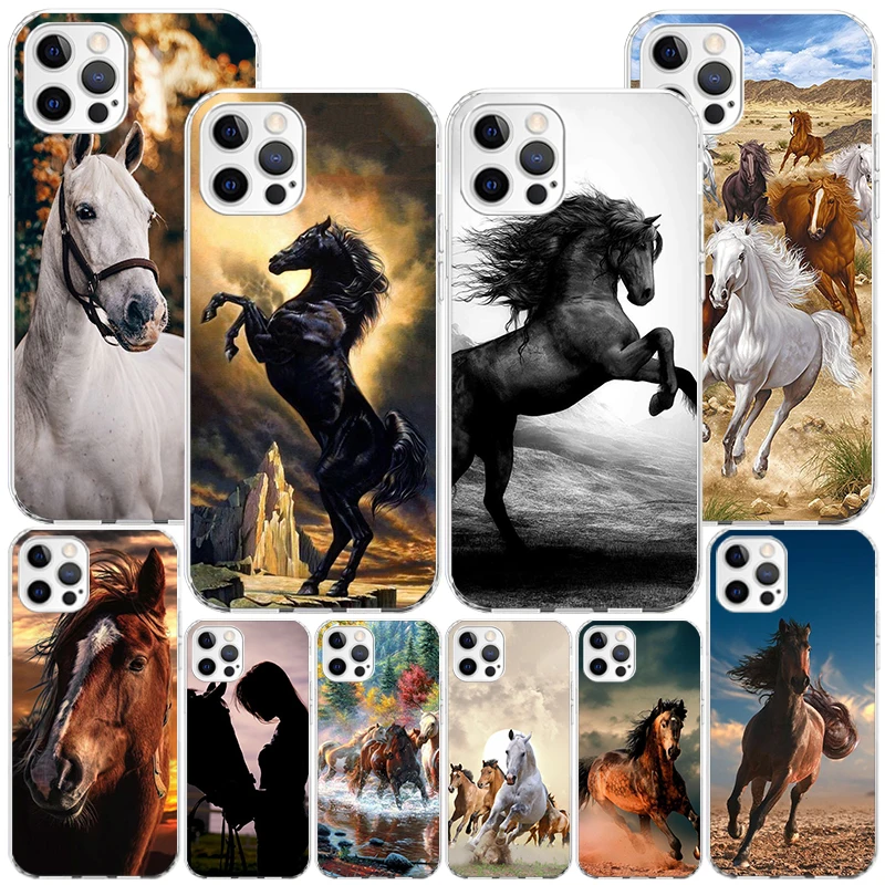 Horse Great Beauty Galloping Phnoe Case for Iphone 11 12 13 Mini 14 15 Pro Max X Xs Xr 7 Plus 8 + Apple 6S SE 2020 Unique Cover