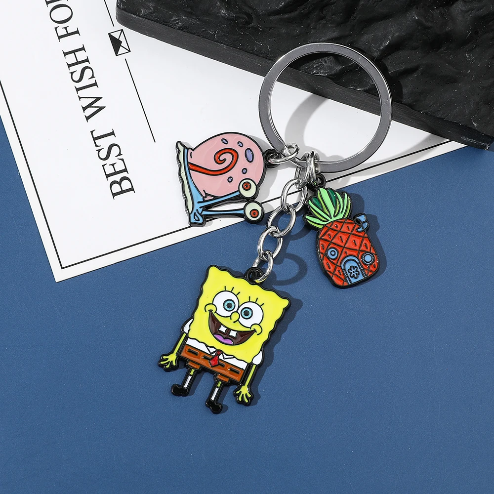 Classic Cartoon Anime SpongeBob SquarePants Keychain Cute Cartoon Figure Pendant Accessories Kawaii SpongeBob Pendant Keychain