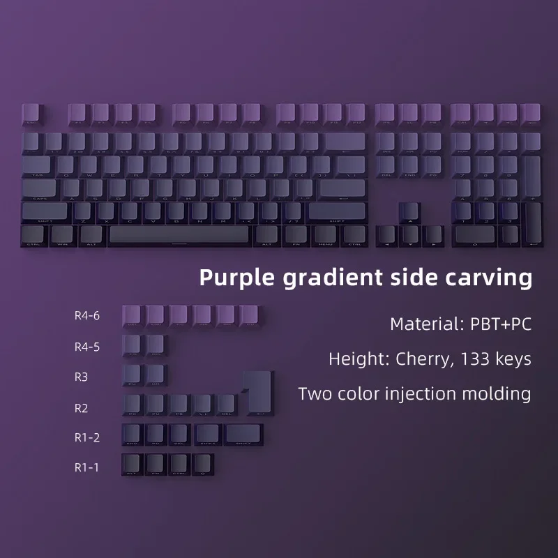 

2026 In Stock Purple East Comes Keycaps 133+ Keycaps Side Engraving Glow Dual Injection Molding Small Full Set Pbt Not Keyboards