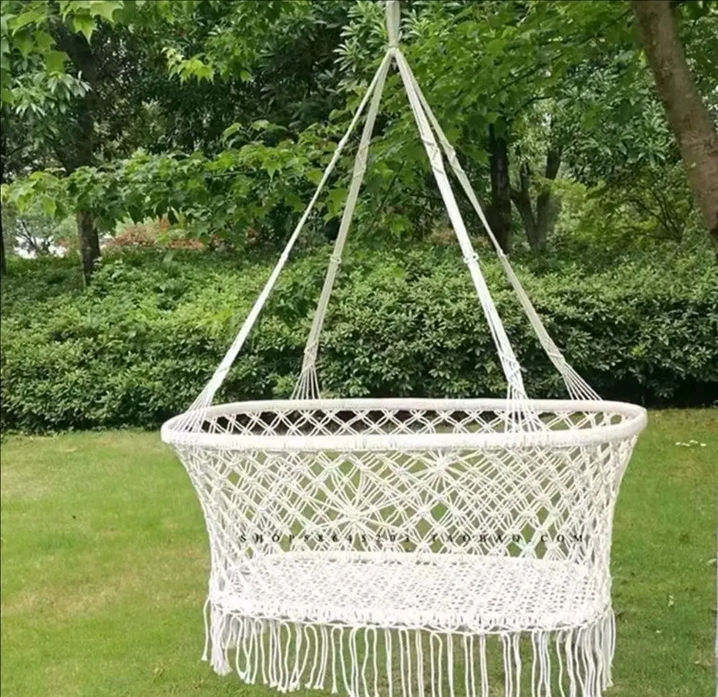 Baby Hanging Cradle Hollow Mesh Cotton Rope Hand Woven Crib Fringe Hanging Cradle Cradle