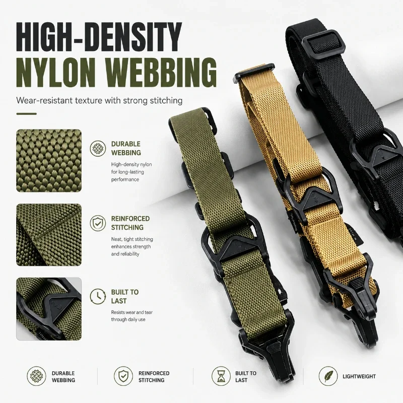 Quick Release Outdoor Safety Strap Adjustable Multifunctional Single And Dual Point Nylon Hanging Carry Rope