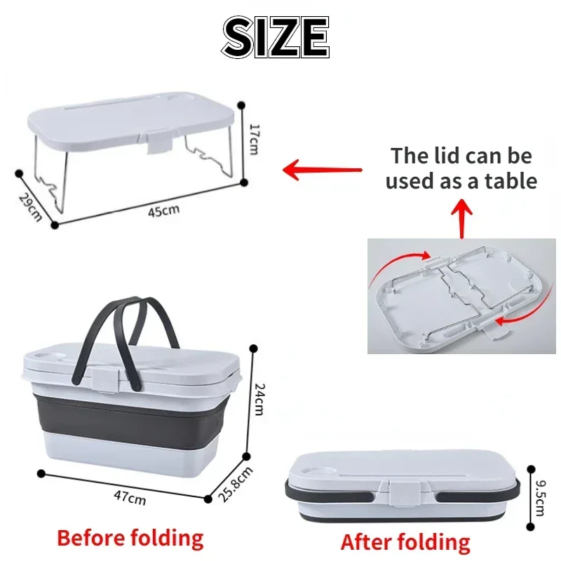 Outdoor Camping Supplies Picnic Basket Foldable Portable Basket Multifunctional Picnic Table Folding Bucket