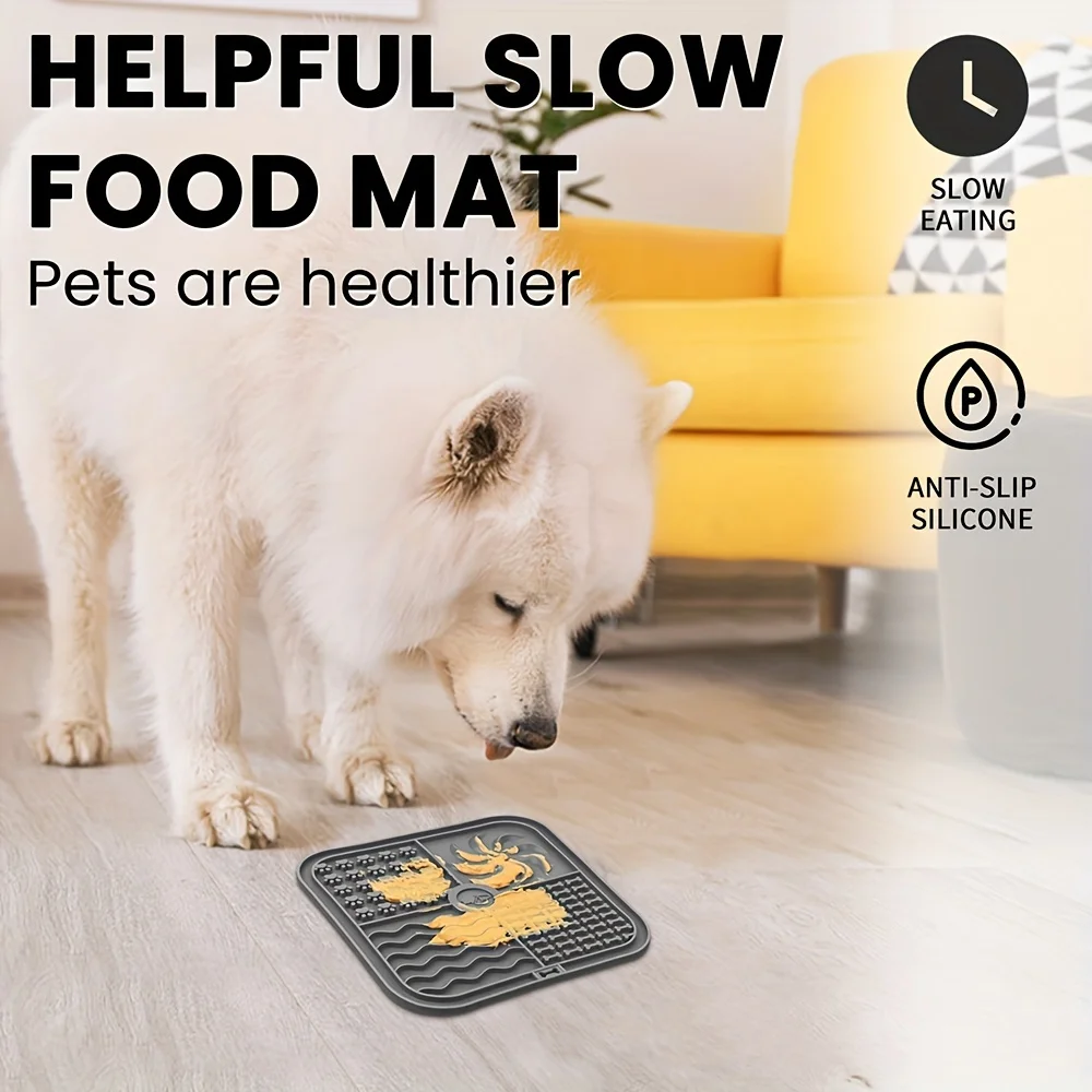 Silicone Slow Feeder Mat Pet Lick Pet Slow Food Plate Bathing Distraction Silicone Dog Sucker Food Training Dog Feeder Supplies