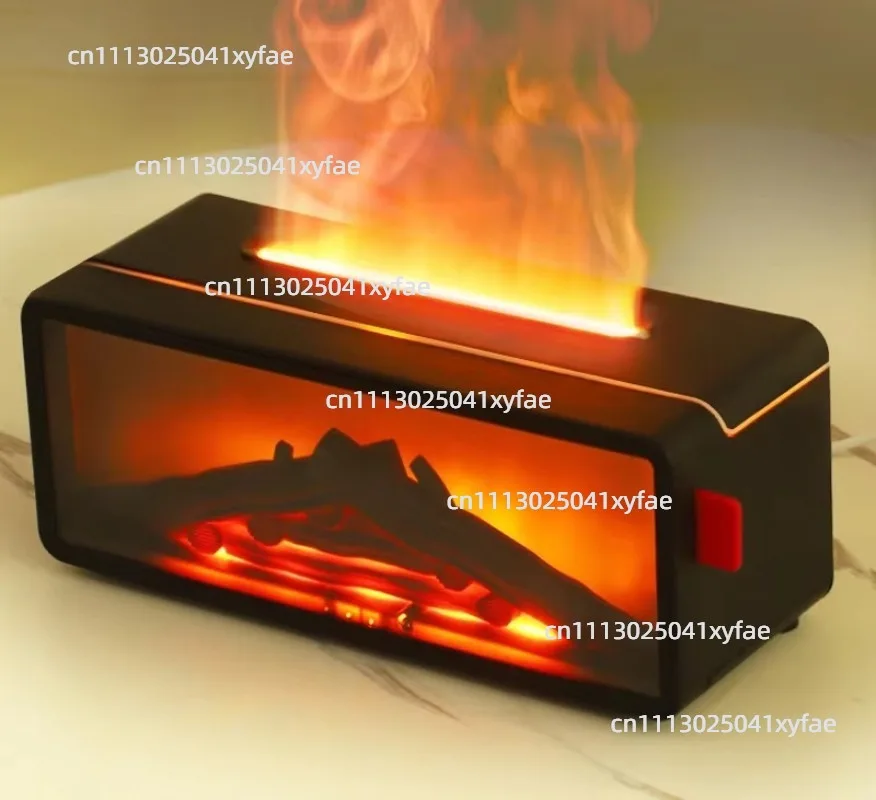 3D Simulation Flame Aromatherapy Humidifier, Desktop Atmosphere Light Retro Essential Oil Diffuser for Home