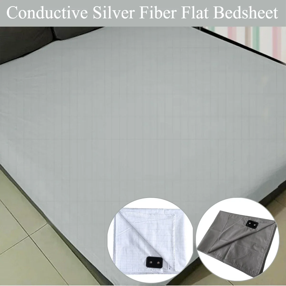 Soft and Conductive Grounding Bed Sheet AU/UK/EU/US Plug Antistatic Fiber Flat Bedsheet for Better Sleep Natural Health 정전기 방지