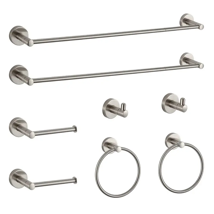 

Bathroom Hardware Set Brushed Nickel Bathroom Accessory Set Towel Bar 8 Pieces