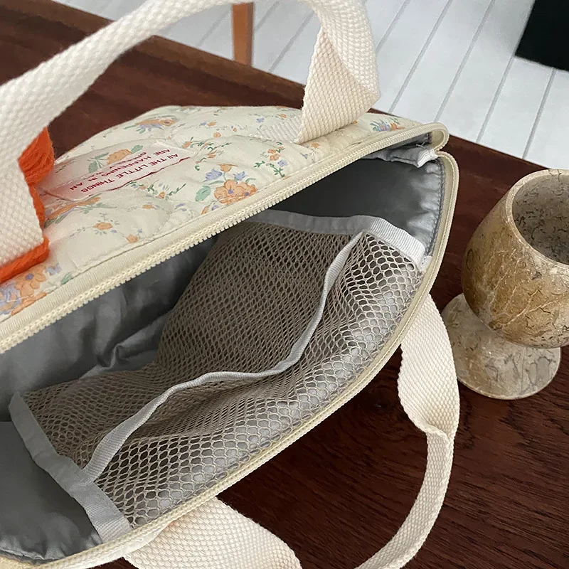 Gewatteerde Geïsoleerde Lunch Tas Koreaanse Kleine Tote Handtas Voor Vrouwen Kind Draagbare Kinderen School Geïsoleerde Lunchbox Voedsel Picknickzakken