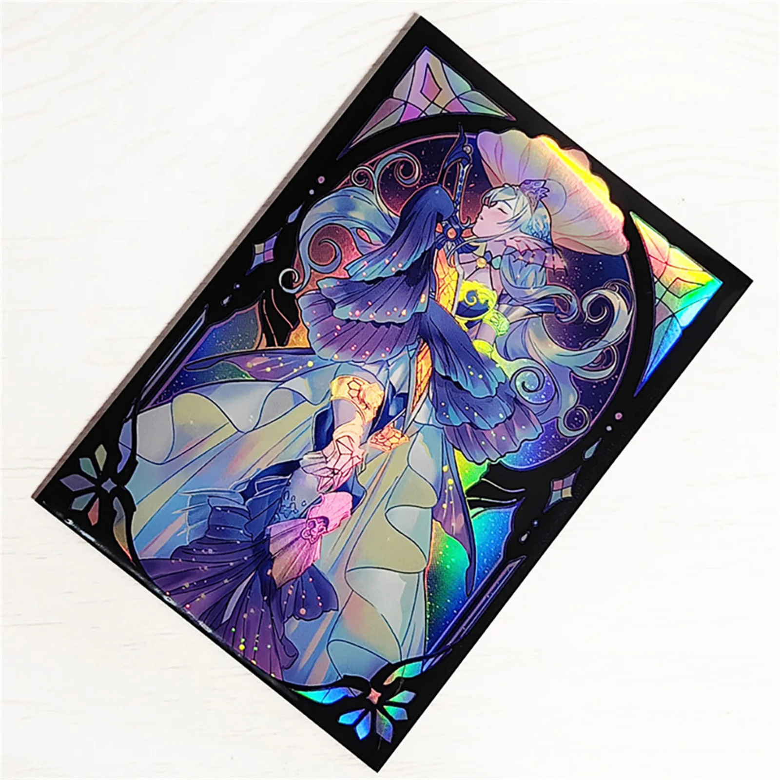 63×90mm 50 PCS Holographic Flashing Anime Card Sleeves for YGO/TCG Top Loading Board Game Card Protector