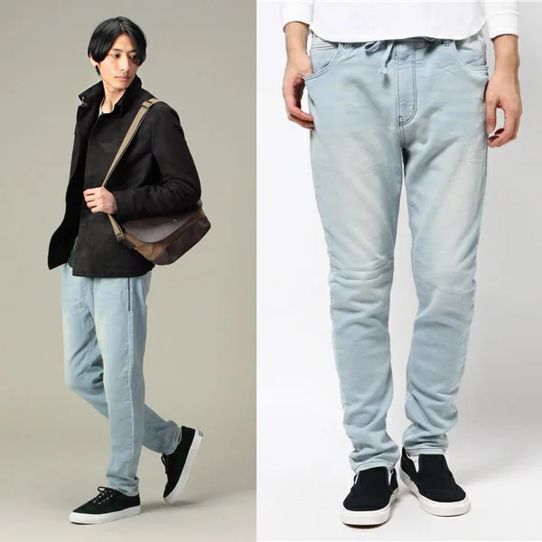 

Men's Casual Knitted Elastic Denim Jeans Washed Vintage Style Spring 2025 Fashion Urban Long Pants Zipper Fly Comfortable Fit